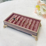 Velvet Jewelry Display Tray Rings Necklaces Earrings Stand Organizer Box