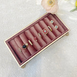 Velvet Jewelry Display Tray Pink 8 Slots Organizer Box