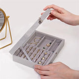 Velvet Jewelry Organizer Box Glass Ring Earring Display Holder Storage Case