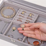 Velvet Jewelry Organizer Box Glass Ring Earring Display Holder Storage Case