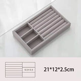 Velvet Jewelry Organizer Showcase Drawer Storage Trays Gray