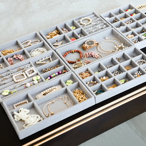 Velvet Jewelry Organizer Tray Ring Bracelet Necklace Storage