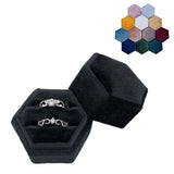 Velvet Double Slot Jewelry Ring Box Hexagon Multicolor