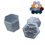 Velvet Double Slot Jewelry Ring Box Hexagon Multicolor