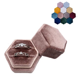 Velvet Double Slot Jewelry Ring Box Hexagon Multicolor