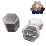 Velvet Double Slot Jewelry Ring Box Hexagon Multicolor