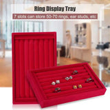 Velvet Jewelry Organizer Box Wooden Tray Holder Storage Box