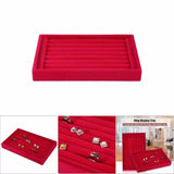 Velvet Jewelry Organizer Box Wooden Tray Holder Storage Box