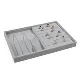 Velvet Jewelry Rings Necklaces Holder Storage Box Display Gray