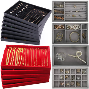 Velvet Jewelry Storage Box Makeup Organizer Boxes Ring Earrings Necklace Jewelry