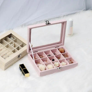 Velvet Jewelry Storage Box Portable Stud Earrings Necklace Ring Organizer