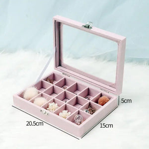 Velvet Jewelry Storage Box Portable Stud Earrings Necklace Ring Organizer