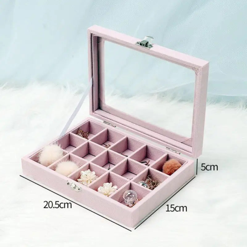 Velvet Jewelry Storage Box Portable Stud Earrings Necklace Ring Organizer