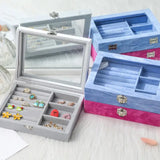 Velvet Jewelry Storage Box Portable Stud Earrings Necklace Ring Organizer