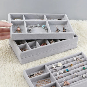 Velvet Jewelry Storage Tray Display Holder Stand Bracelet Necklace Ring Box