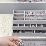 Velvet Jewelry Tray Display Storage Box Drawer Organizer