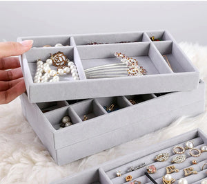 Velvet Jewelry Storage Tray Holder Stand Bracelet Necklace Ring Box