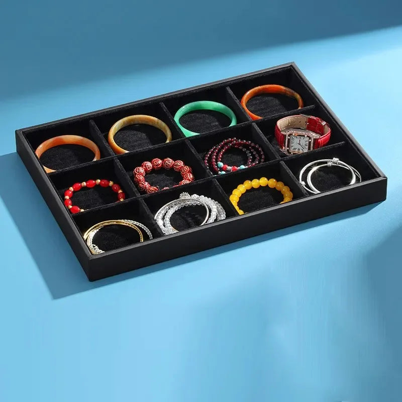 Velvet Jewelry Tray Bracelet Display Plate 12 Grid Bracelet Storage Plate