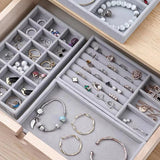 Velvet Jewelry Tray Case Stackable Jewellery Holder Organizer Showcase