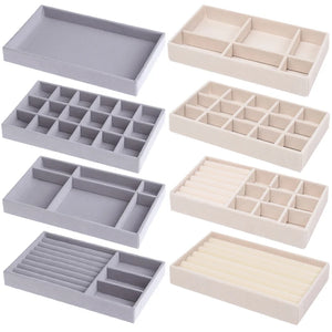 Velvet Jewelry Tray Display Case Portable Holder Earring Necklace Packaging Box