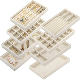 Velvet Jewelry Tray Display Case Portable Holder Earring Necklace Packaging Box