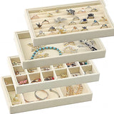 Velvet Jewelry Tray Storage Drawer Small Beige Organizer Earring Ring Case