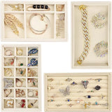 Velvet Jewelry Tray Storage Drawer Small Beige Organizer Earring Ring Case
