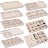 Velvet Jewelry Tray Storage Drawer Small Beige Organizer Earring Ring Case