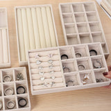 Velvet Jewelry Tray Storage Drawer Small Beige Organizer Earring Ring Case