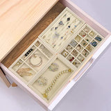 Velvet Jewelry Tray Storage Drawer Small Beige Organizer Earring Ring Case