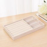 Velvet Jewelry Tray Storage Drawer Small Beige Organizer Earring Ring Case