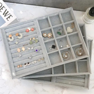Velvet Jewelry Trays Stackable Showcase Display Drawer Organizer Storage