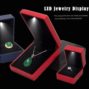 Velvet LED Jewelry Box LED Light Ring Holder Gift Packaging Marriage Storage