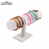Velvet & Leather Bracelet Chain Watch T-Shaped Rack Jewelry Display Holder