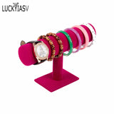 Velvet & Leather Bracelet Chain Watch T-Shaped Rack Jewelry Display Holder