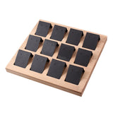 Velvet/Leatherette Bamboo Jewelry Display Rack 12 Pair Display Cards