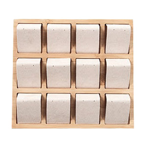 Velvet/Leatherette Bamboo Jewelry Display Rack 12 Pair Display Cards