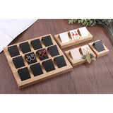 Velvet/Leatherette Bamboo Jewelry Display Rack 12 Pair Display Cards