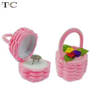 Velvet Lovely Basket Ring Box Earring Pendant Gift Case