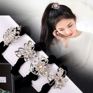 Velvet Pearl Flower Rubberband Hair Ties Hair Accessories