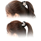 Velvet Pearl Flower Rubberband Hair Ties Hair Accessories