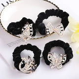 Velvet Pearl Flower Rubberband Hair Ties Hair Accessories