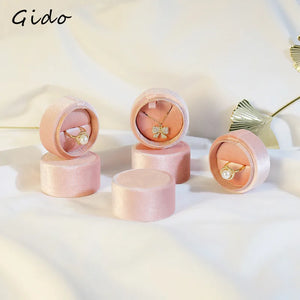 Pink Velvet Pendant Necklace Ring Box Vintage Storage
