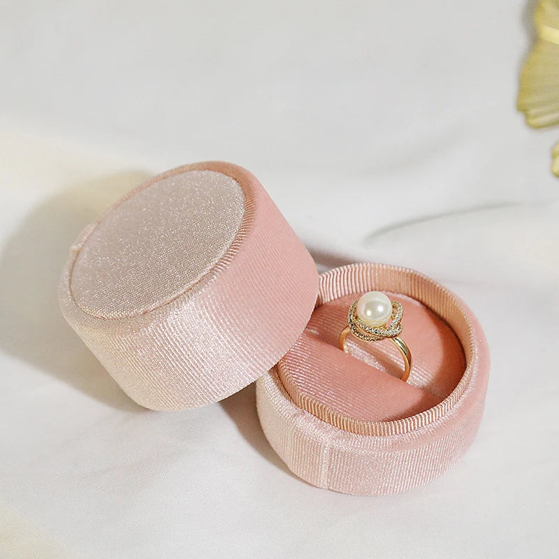 Pink Velvet Pendant Necklace Ring Box Vintage Storage