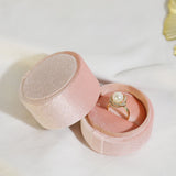 Pink Velvet Pendant Necklace Ring Box Vintage Storage