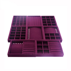 Velvet Jewelry Display Organizer Tray Ring Necklace Box Holder Earring