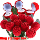 Red Rose Jewelry Box Earring Ring Holder Bridal Wedding Gift Case