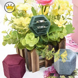 Velvet Ring Box Earrings Holder Double Slots Pairs Gift Case
