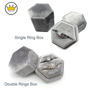 Velvet Ring Box Earrings Holder Double Slots Pairs Gift Case