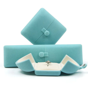 Velvet Double Open Ring Box Jewelry Case Wedding Ceremony Storage